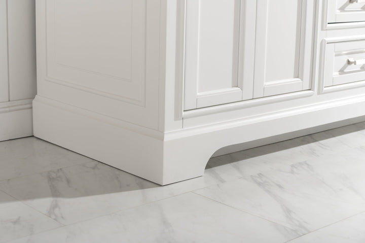 Milano 60" Single Sink Vanity with White Quartz Top - Design Element Bath Kitchen - Bathroom Vanity - Heritage Oak with Matte Black Hardware