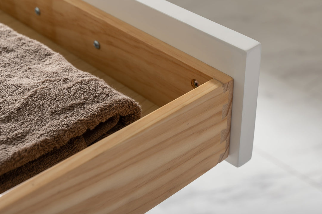 Milano 60" Single Sink Vanity with White Quartz Top - Design Element Bath Kitchen - Bathroom Vanity - Heritage Oak with Matte Black Hardware