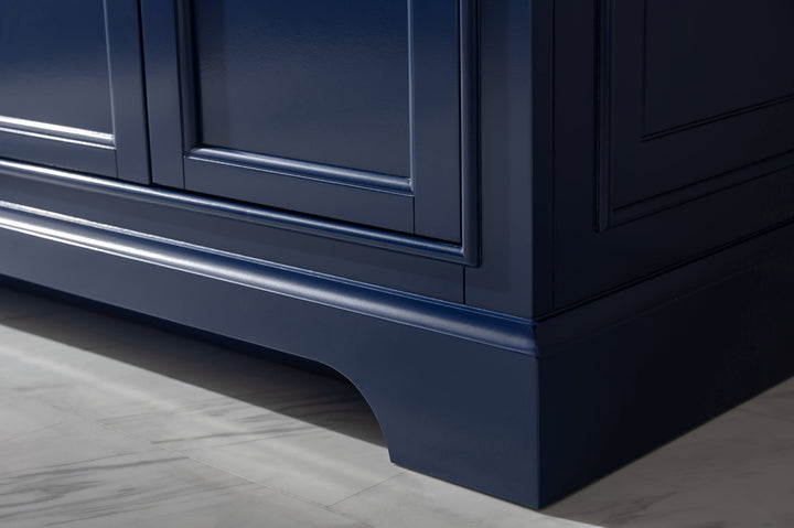 Milano 72" Double Sink Vanity with White Quartz Top - Design Element Bath Kitchen - Bathroom Vanity - Navy with Satin Gold Hardware