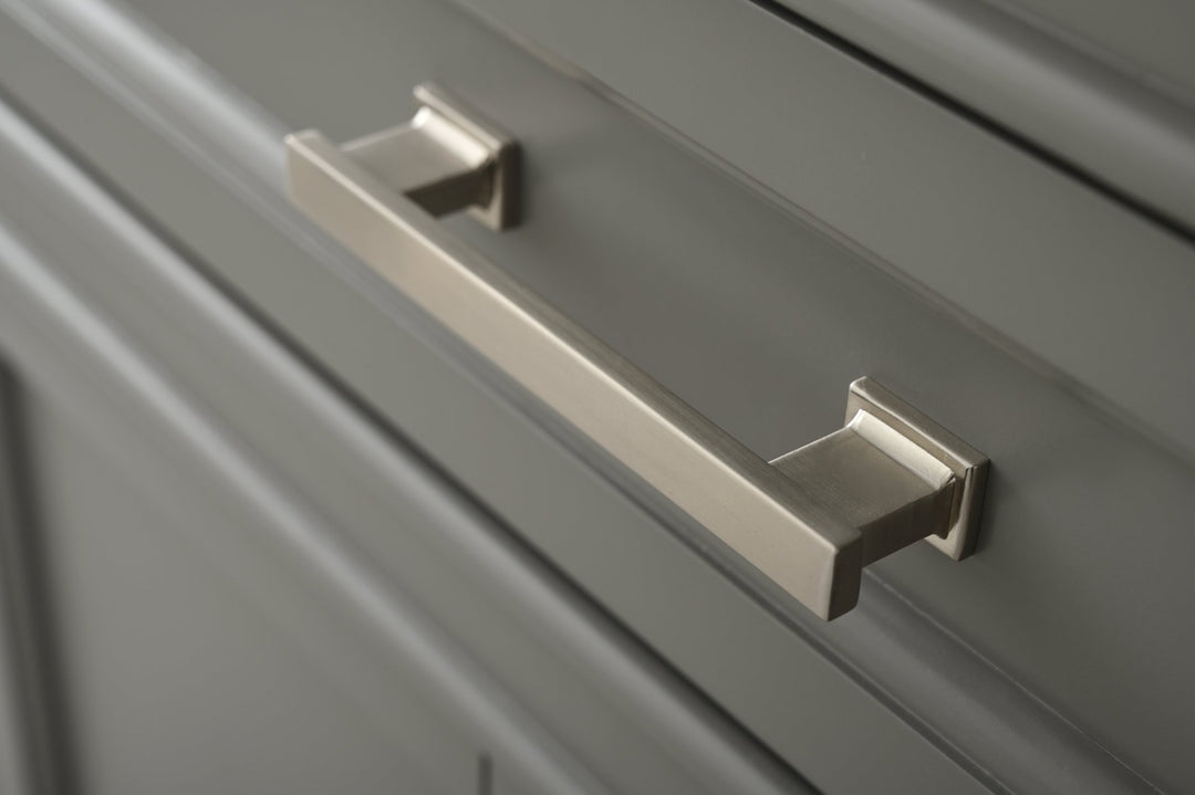 Milano 72" Double Sink Vanity with White Quartz Top - Design Element Bath Kitchen - Bathroom Vanity - Navy with Satin Gold Hardware