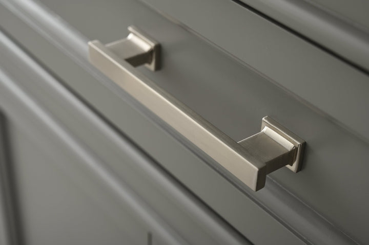 Milano 72" Double Sink Vanity with White Quartz Top - Design Element Bath Kitchen - Bathroom Vanity - Navy with Satin Gold Hardware