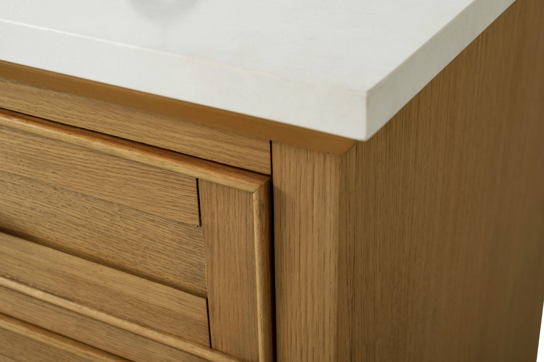 Milano 72" Double Sink Vanity with White Quartz Top - Design Element Bath Kitchen - Bathroom Vanity - Navy with Satin Gold Hardware