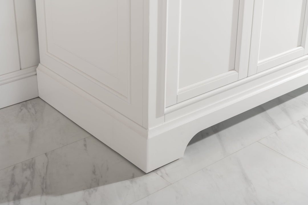 Milano 72" Double Sink Vanity with White Quartz Top - Design Element Bath Kitchen - Bathroom Vanity - Navy with Satin Gold Hardware