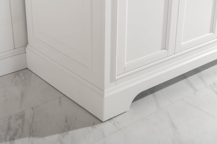 Milano 72" Double Sink Vanity with White Quartz Top - Design Element Bath Kitchen - Bathroom Vanity - Navy with Satin Gold Hardware