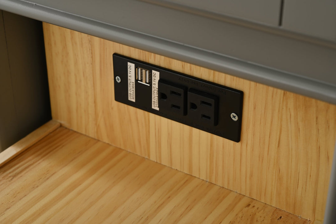 Milano 84" Double Sink Vanity with White Quartz Top - Design Element Bath Kitchen - Bathroom Vanity - Navy with Satin Gold Hardware