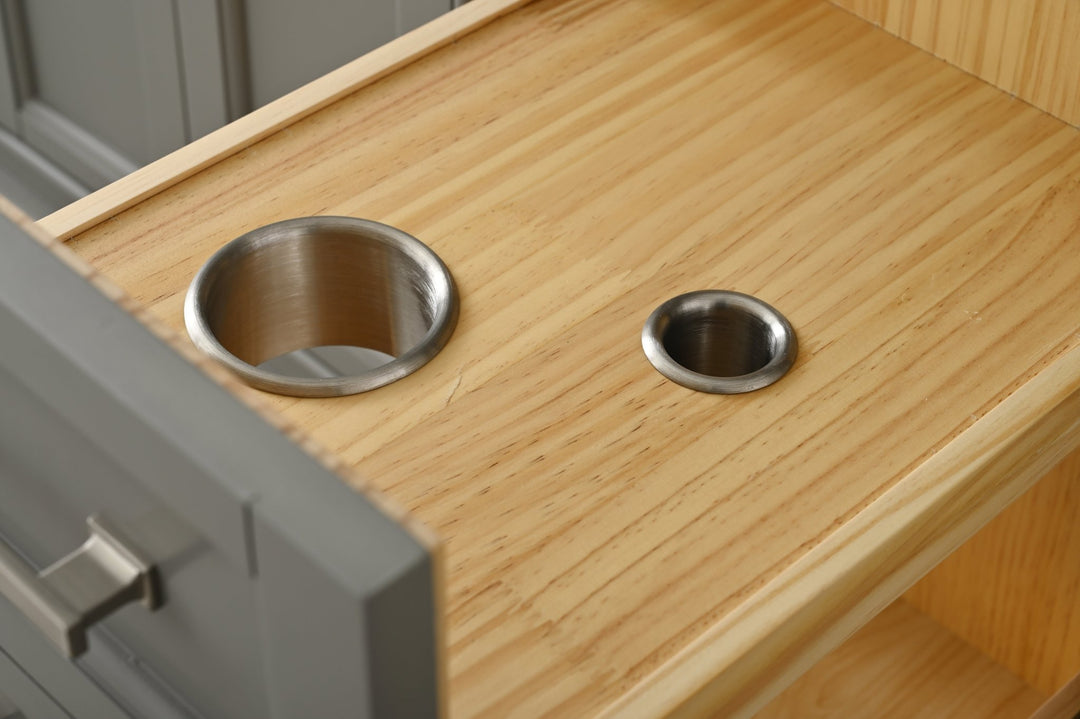 Milano 84" Double Sink Vanity with White Quartz Top - Design Element Bath Kitchen - Bathroom Vanity - Navy with Satin Gold Hardware