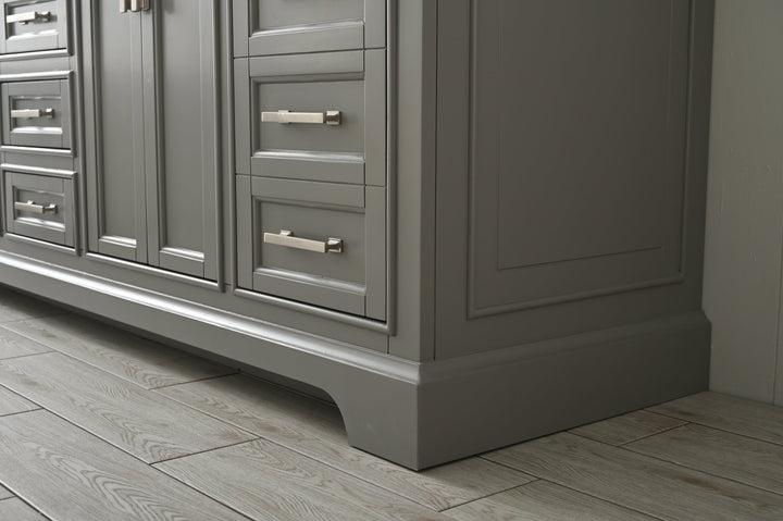 Milano 84" Double Sink Vanity with White Quartz Top - Design Element Bath Kitchen - Bathroom Vanity - Navy with Satin Gold Hardware