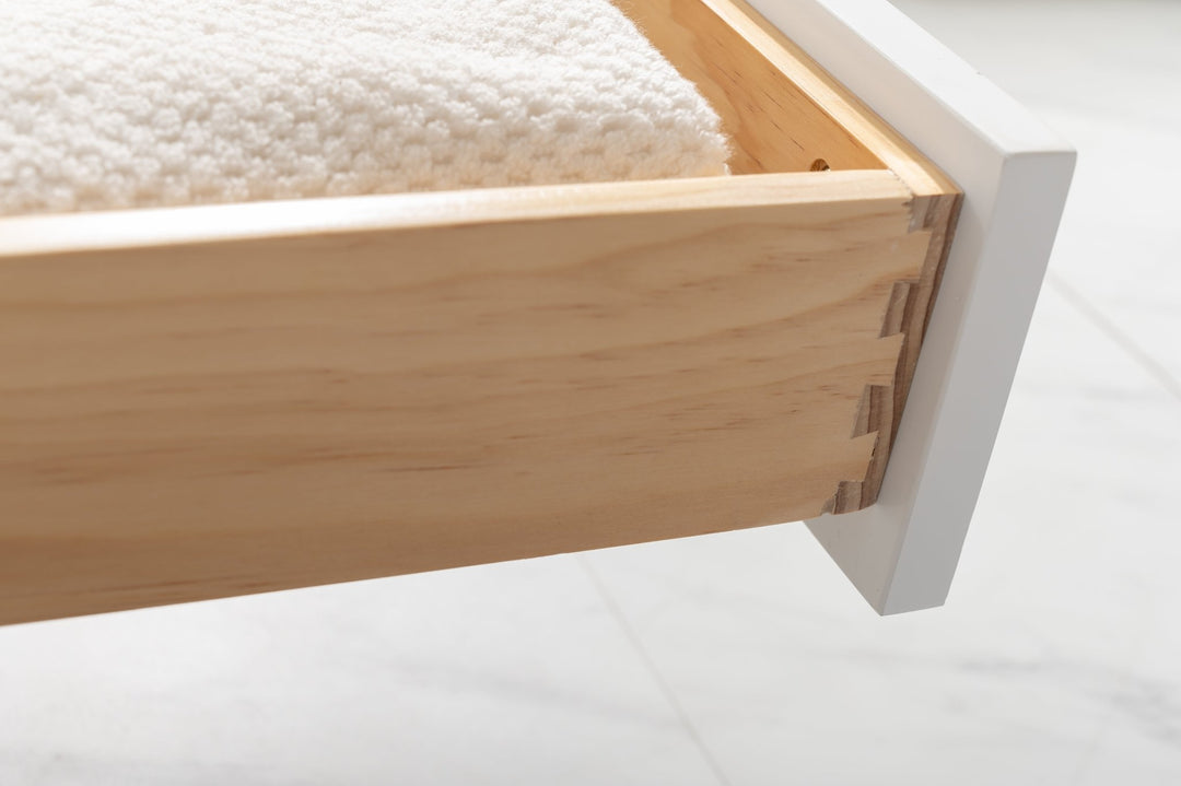 Milano 84" Double Sink Vanity with White Quartz Top - Design Element Bath Kitchen - Bathroom Vanity - Navy with Satin Gold Hardware