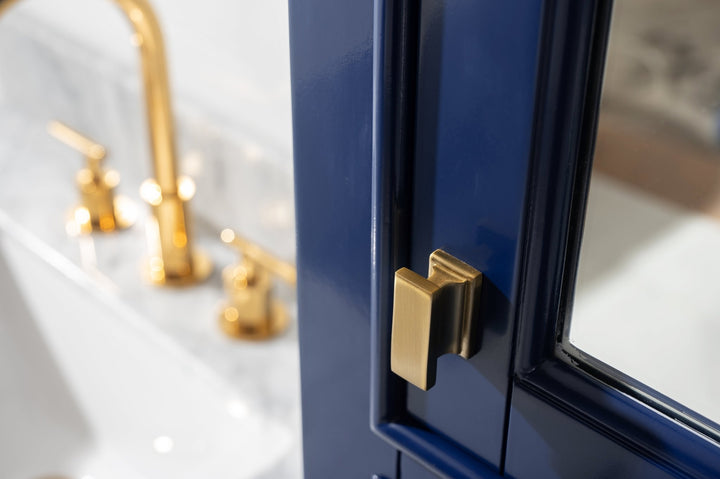 Milano 96" Modular Double Sink Vanity Set with White Quartz Top - Design Element Bath Kitchen - Bathroom Vanity - Heritage Oak with Matte Black Hardware