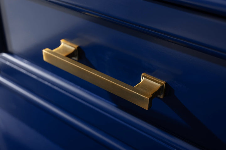 Milano 96" Modular Double Sink Vanity Set with White Quartz Top - Design Element Bath Kitchen - Bathroom Vanity - Heritage Oak with Matte Black Hardware