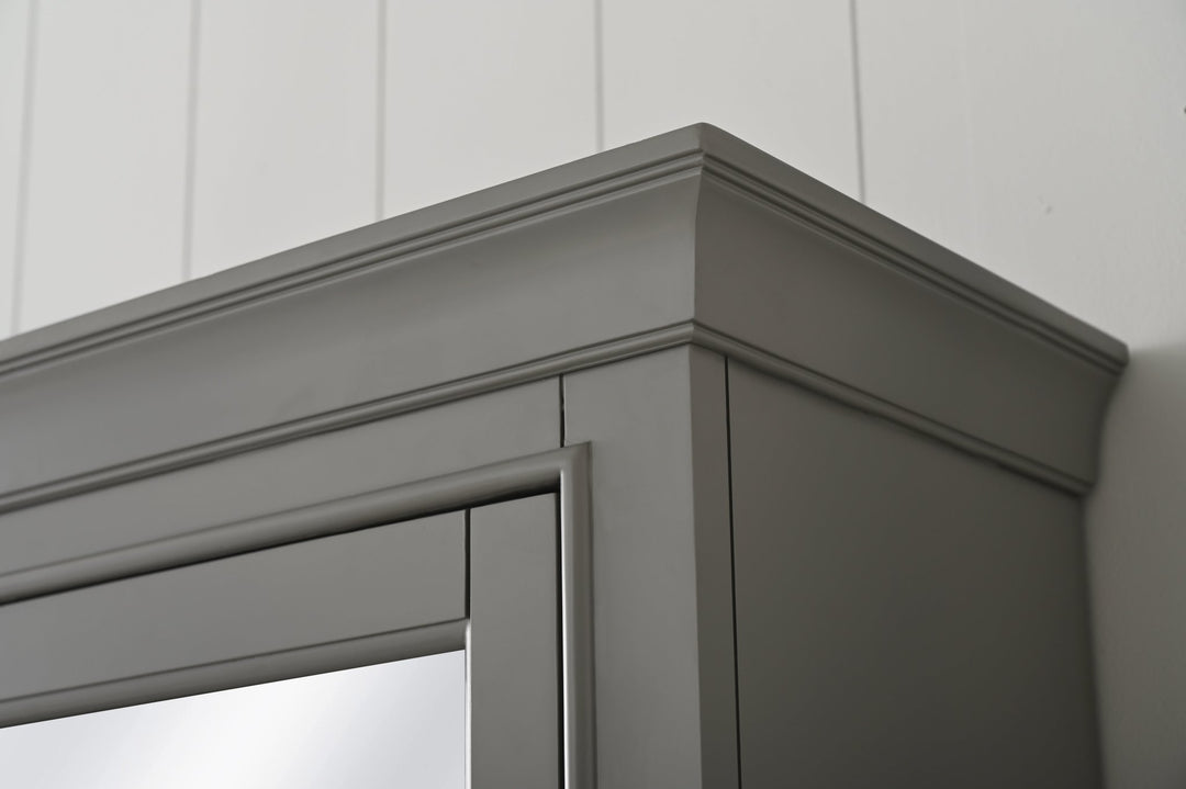 Milano 96" Modular Double Sink Vanity Set with White Quartz Top - Design Element Bath Kitchen - Bathroom Vanity - Heritage Oak with Matte Black Hardware