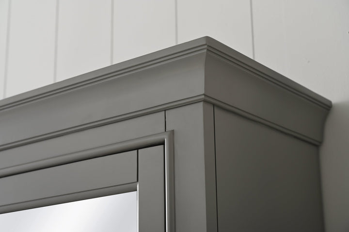 Milano 96" Modular Double Sink Vanity Set with White Quartz Top - Design Element Bath Kitchen - Bathroom Vanity - Heritage Oak with Matte Black Hardware