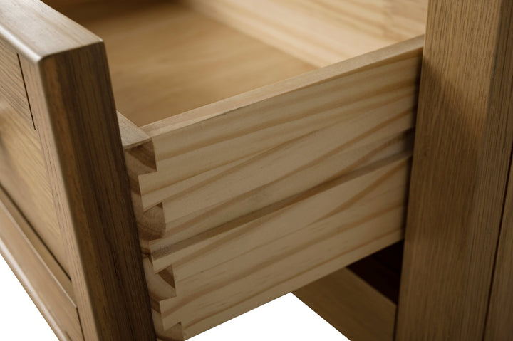 Milano 96" Modular Double Sink Vanity Set with White Quartz Top - Design Element Bath Kitchen - Bathroom Vanity - Heritage Oak with Matte Black Hardware