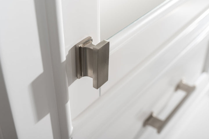 Milano 96" Modular Double Sink Vanity Set with White Quartz Top - Design Element Bath Kitchen - Bathroom Vanity - Heritage Oak with Matte Black Hardware