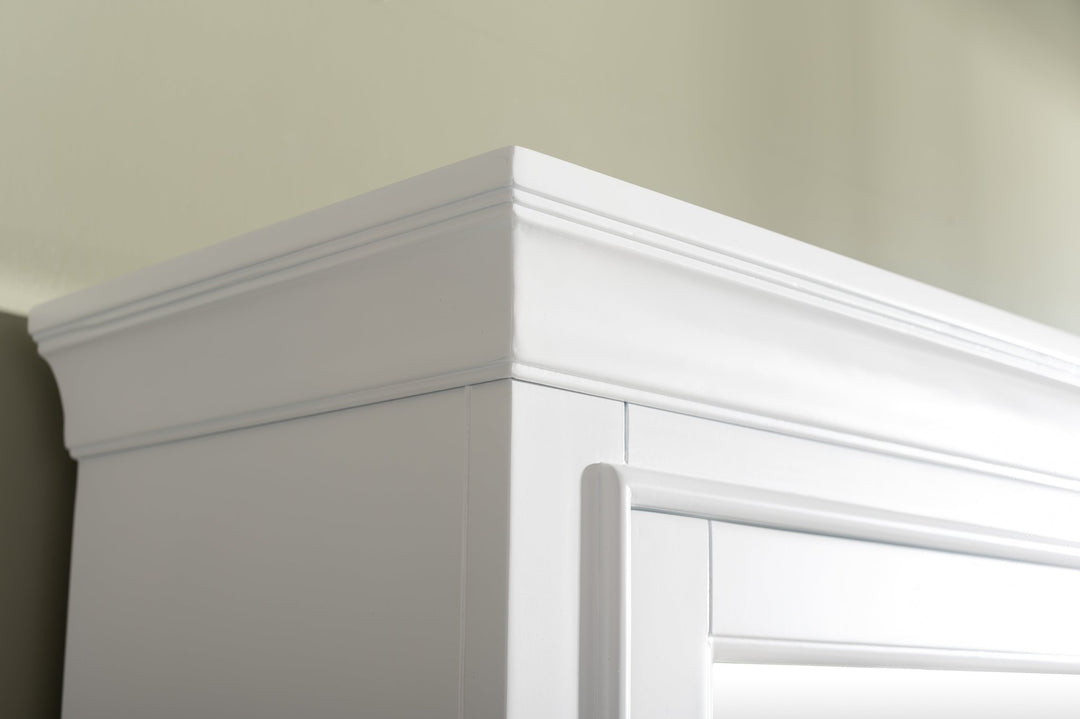 Milano 96" Modular Double Sink Vanity Set with White Quartz Top - Design Element Bath Kitchen - Bathroom Vanity - Heritage Oak with Matte Black Hardware