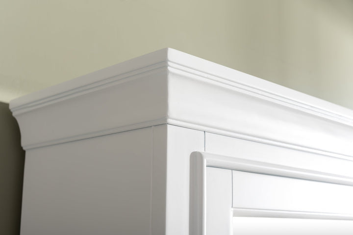 Milano 96" Modular Double Sink Vanity Set with White Quartz Top - Design Element Bath Kitchen - Bathroom Vanity - Heritage Oak with Matte Black Hardware