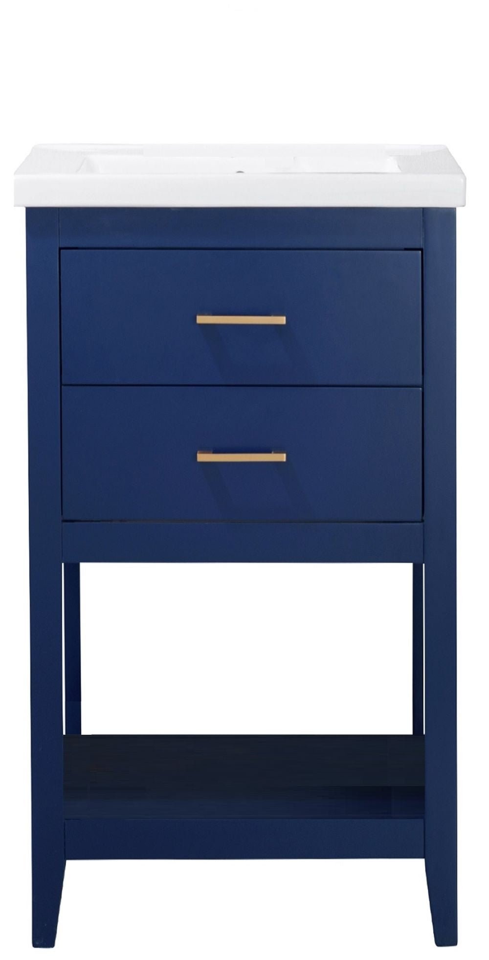 Cara 20" Single Sink Vanity with Porcelain Top - Design Element Bath Kitchen - Bathroom Vanity - White with Silver Satin Hardware