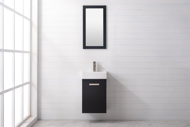 Stella 16.5" Single Sink Vanity with Porcelain Top - Design Element Bath Kitchen - Bathroom Vanity - Navy with Satin Gold Hardware