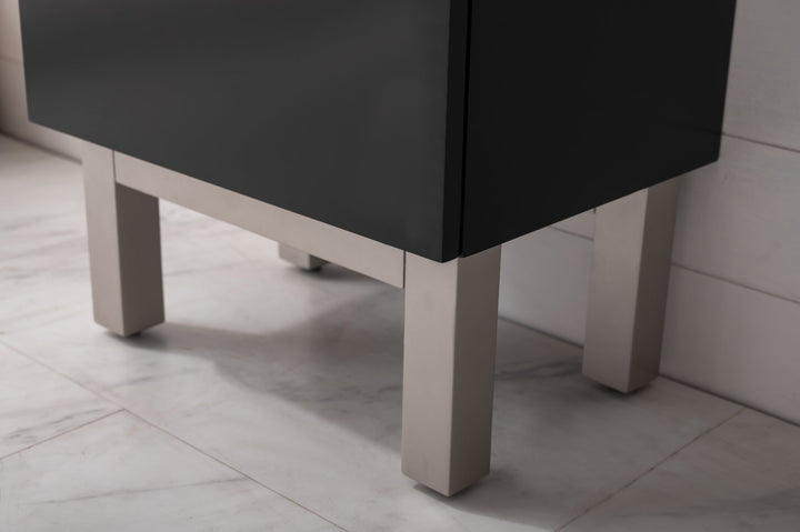 Stella 16.5" Single Sink Vanity with Porcelain Top - Design Element Bath Kitchen - Bathroom Vanity - Navy with Satin Gold Hardware