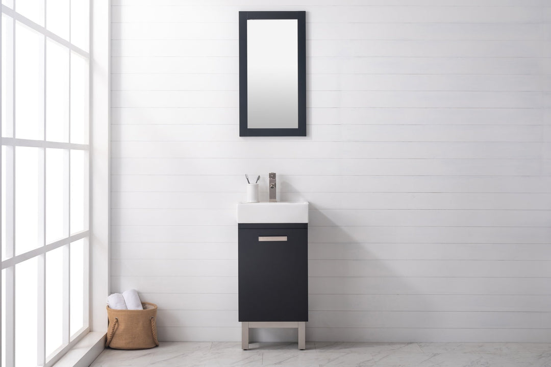 Stella 16.5" Single Sink Vanity with Porcelain Top - Design Element Bath Kitchen - Bathroom Vanity - Navy with Satin Gold Hardware