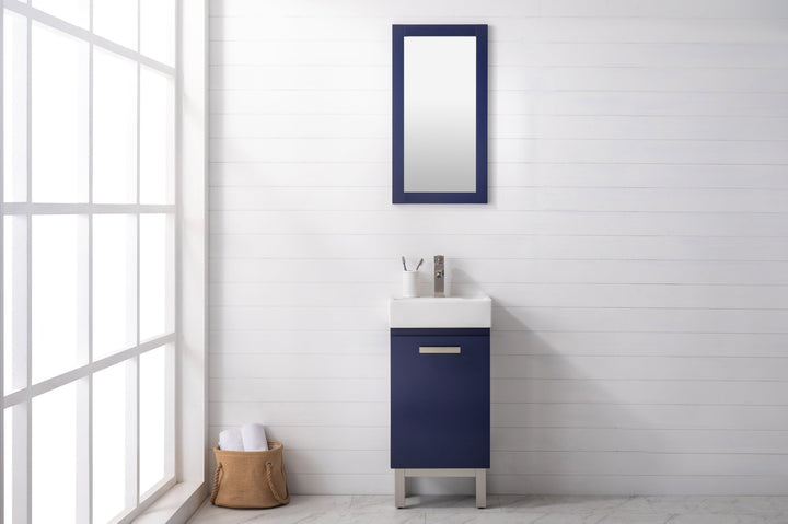 Stella 16.5" Single Sink Vanity with Porcelain Top - Design Element Bath Kitchen - Bathroom Vanity - Navy with Satin Gold Hardware