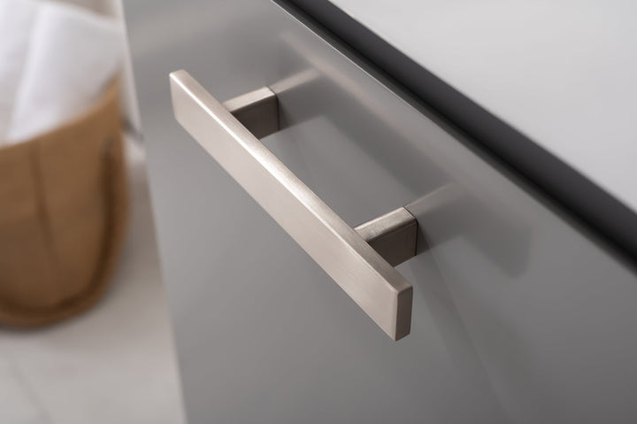 Stella 16.5" Single Sink Vanity with Porcelain Top - Design Element Bath Kitchen - Bathroom Vanity - Navy with Satin Gold Hardware