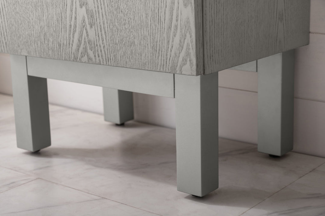 Stella 16.5" Single Sink Vanity with Porcelain Top - Design Element Bath Kitchen - Bathroom Vanity - Gray Oak with Silver Satin Hardware