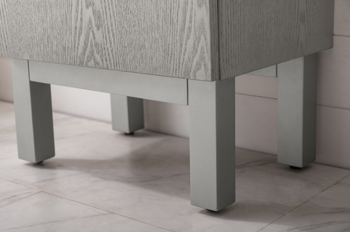 Stella 16.5" Single Sink Vanity with Porcelain Top - Design Element Bath Kitchen - Bathroom Vanity - Gray Oak with Silver Satin Hardware