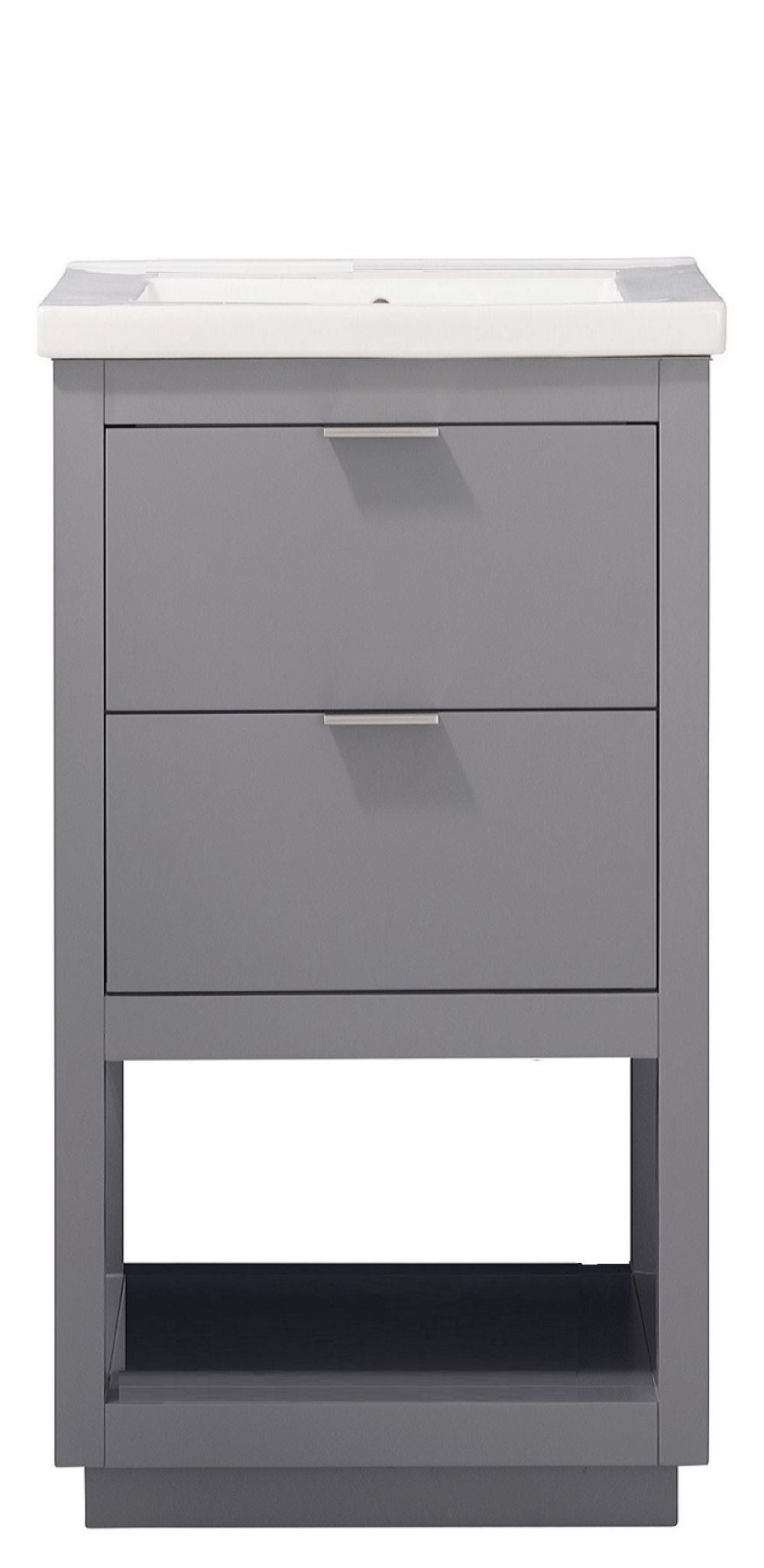 Klein 20" Single Sink Vanity with Porcelain Top - Design Element Bath Kitchen - Bathroom Vanity - Navy with Silver Satin Hardware