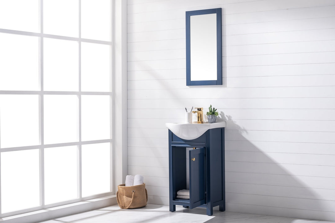 Marian 20" Single Sink Vanity with Porcelain Top - Design Element Bath Kitchen - Bathroom Vanity - Navy with Satin Gold Hardware