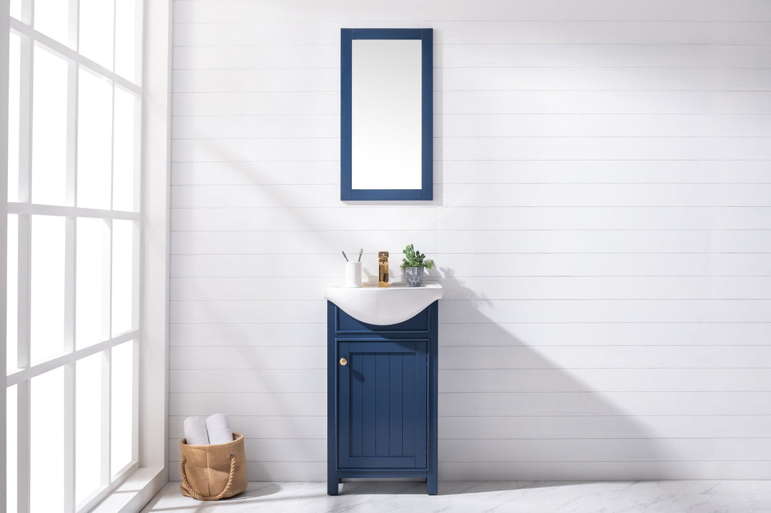 Marian 20" Single Sink Vanity with Porcelain Top - Design Element Bath Kitchen - Bathroom Vanity - Navy with Satin Gold Hardware