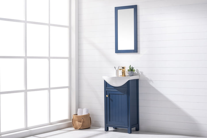 Marian 20" Single Sink Vanity with Porcelain Top - Design Element Bath Kitchen - Bathroom Vanity - Navy with Satin Gold Hardware