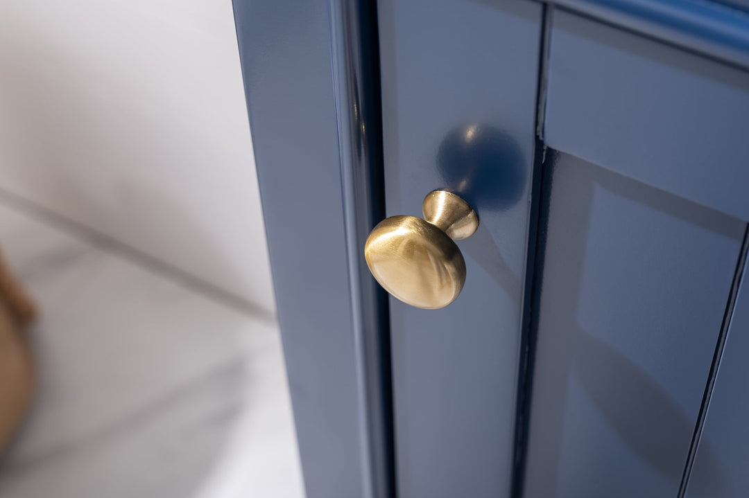 Marian 20" Single Sink Vanity with Porcelain Top - Design Element Bath Kitchen - Bathroom Vanity - Navy with Satin Gold Hardware