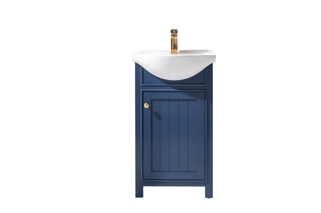 Marian 20" Single Sink Vanity with Porcelain Top - Design Element Bath Kitchen - Bathroom Vanity - Navy with Satin Gold Hardware