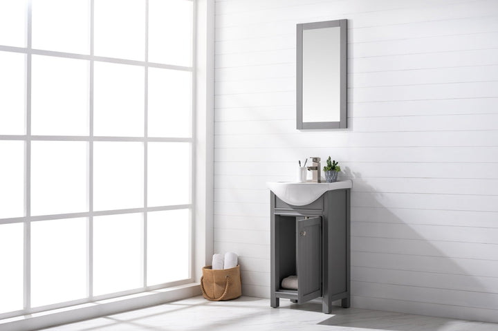 Marian 20" Single Sink Vanity with Porcelain Top - Design Element Bath Kitchen - Bathroom Vanity - Navy with Satin Gold Hardware