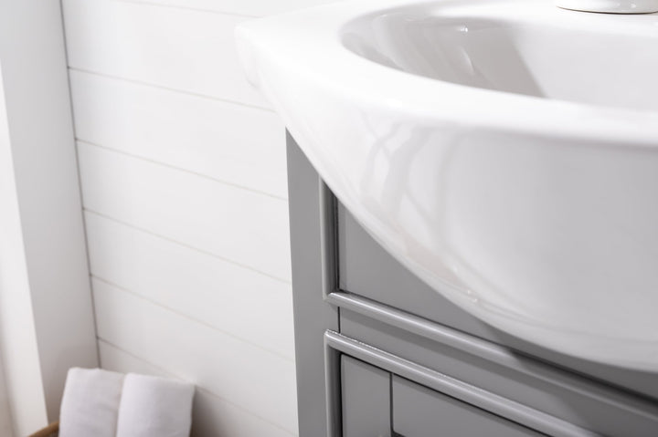 Marian 20" Single Sink Vanity with Porcelain Top - Design Element Bath Kitchen - Bathroom Vanity - Navy with Satin Gold Hardware