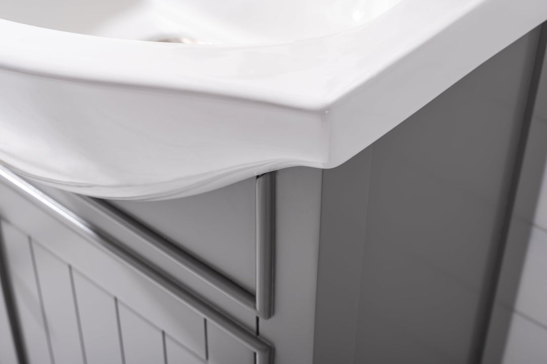 Marian 20" Single Sink Vanity with Porcelain Top - Design Element Bath Kitchen - Bathroom Vanity - Navy with Satin Gold Hardware