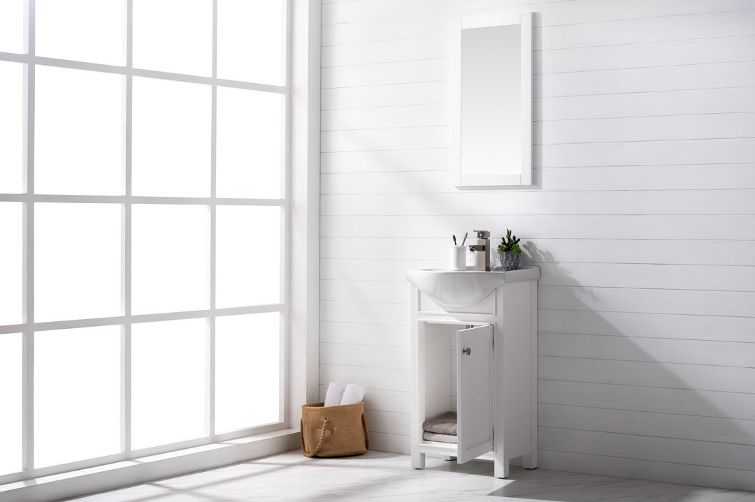 Marian 20" Single Sink Vanity with Porcelain Top - Design Element Bath Kitchen - Bathroom Vanity - Navy with Satin Gold Hardware