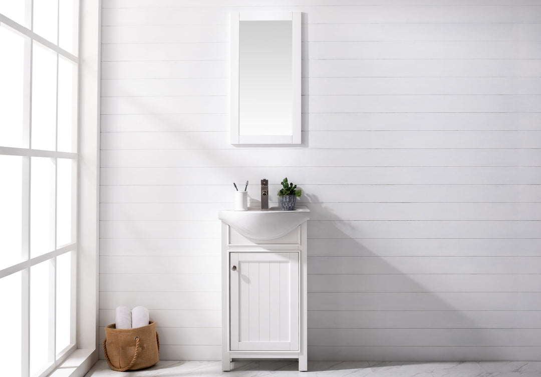 Marian 20" Single Sink Vanity with Porcelain Top - Design Element Bath Kitchen - Bathroom Vanity - Navy with Satin Gold Hardware