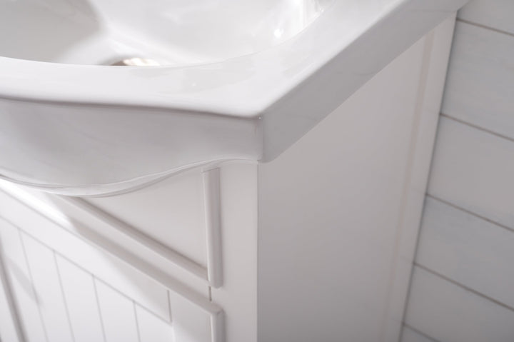 Marian 20" Single Sink Vanity with Porcelain Top - Design Element Bath Kitchen - Bathroom Vanity - Navy with Satin Gold Hardware