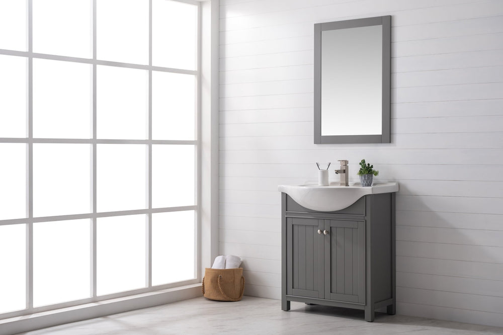 Marian 30" Single Sink Vanity with Porcelain Top - Design Element Bath Kitchen - Bathroom Vanity - Navy with Satin Gold Hardware