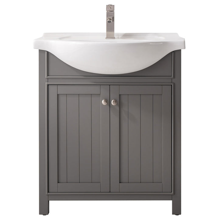 Marian 30" Single Sink Vanity with Porcelain Top - Design Element Bath Kitchen - Bathroom Vanity - Navy with Satin Gold Hardware