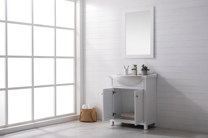 Marian 30" Single Sink Vanity with Porcelain Top - Design Element Bath Kitchen - Bathroom Vanity - Navy with Satin Gold Hardware