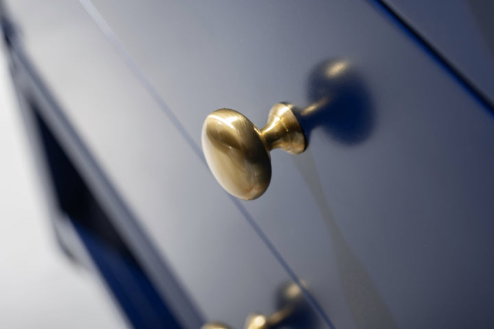 Logan 30" Single Sink Vanity with Porcelain Top - Design Element Bath Kitchen - Bathroom Vanity - Navy with Satin Gold Hardware