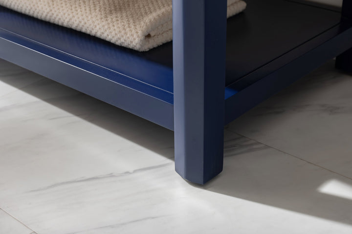 Logan 30" Single Sink Vanity with Porcelain Top - Design Element Bath Kitchen - Bathroom Vanity - Navy with Satin Gold Hardware