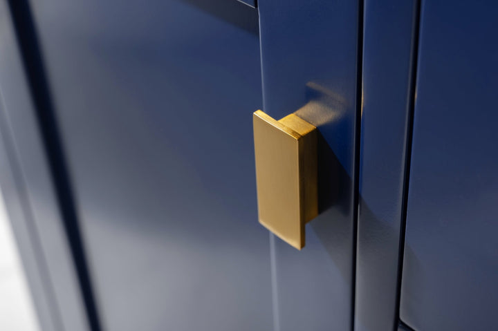 Valentino 42" Single Sink Vanity with White Quartz Top - Design Element Bath Kitchen - Bathroom Vanity - Navy with Satin Gold Hardware