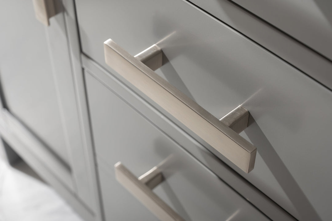 Valentino 42" Single Sink Vanity with White Quartz Top - Design Element Bath Kitchen - Bathroom Vanity - Navy with Satin Gold Hardware