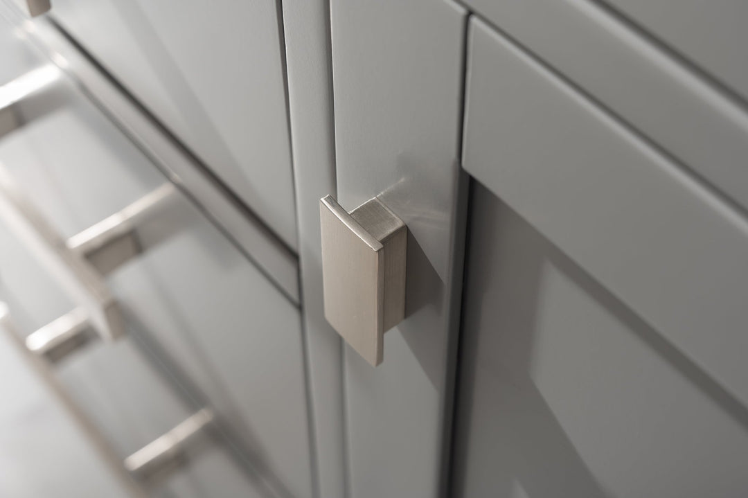 Valentino 42" Single Sink Vanity with White Quartz Top - Design Element Bath Kitchen - Bathroom Vanity - Navy with Satin Gold Hardware