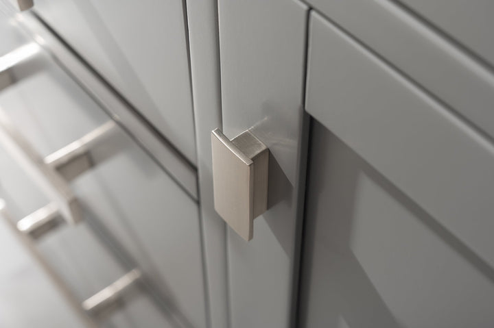 Valentino 42" Single Sink Vanity with White Quartz Top - Design Element Bath Kitchen - Bathroom Vanity - Navy with Satin Gold Hardware