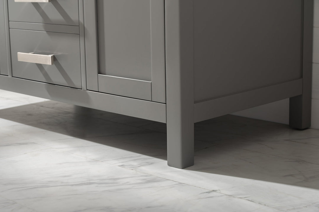 Valentino 42" Single Sink Vanity with White Quartz Top - Design Element Bath Kitchen - Bathroom Vanity - Navy with Satin Gold Hardware